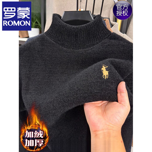 ROMON turtleneck sweater for men 2025 new autumn and winter warm plus velvet thickened knitted bottoming sweater for men trendy camel XL 175/52 recommended 135-150Jin Jin equals 0.5 kg