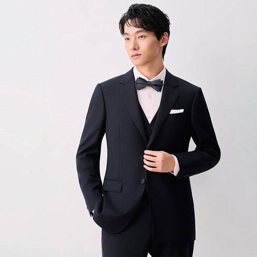 Anniversary Bird Suit Men's Suit Same Style as Wu Lei Star Wool Anti-Wrinkle Easy-Care Suit Jacket and Trousers Suit Men's Navy Navy 48 A(175/96) /Please note waist or trousers
