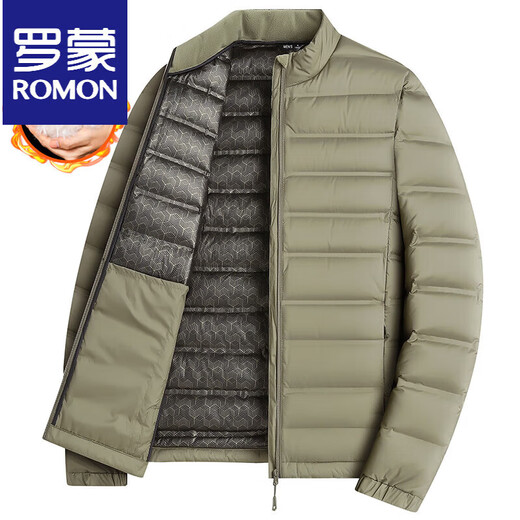 ROMON Fatty Thin Down Jacket Мужская теплая куртка больших размеров Свободная осенне-зимняя тонкая пуховая куртка большого размера с воротником-стойкой черного цвета XL