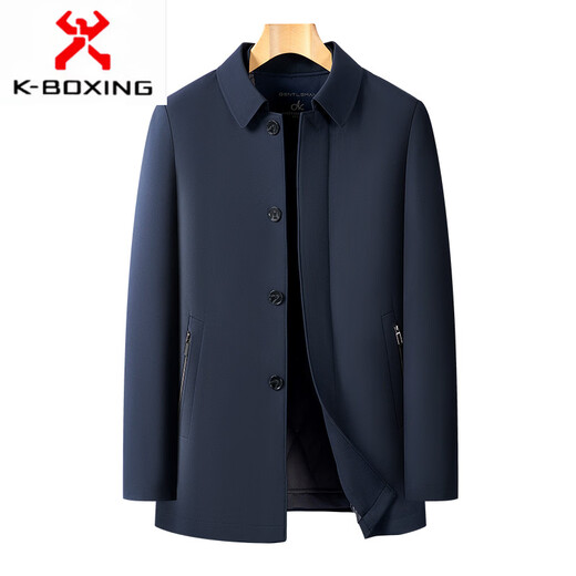 KBXNG Jinba business men's cotton padded coat, thickened and warm, removable liner cotton coat, winter new middle-aged and elderly dad's padded jacket 2352 Navy blue M 170/48