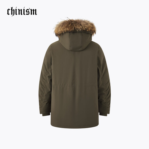 CHINISM可拆卸皮毛领羽绒服男冬季加厚中长款夹克春节礼物 墨绿色 M