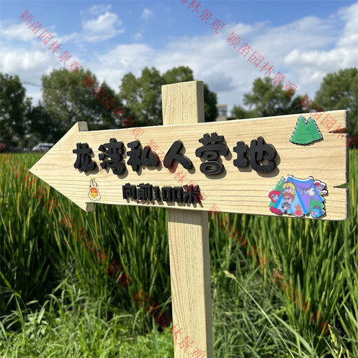 Outdoor anti-corrosion wood billboard sign, ground-inserted vertical guide sign, solid wood scenic spot sign, garden flower sign, 40*10 cm, 2 signs, 1 meter extra pole