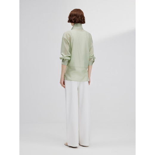 JESSIE Lyocell Tencel profile shirt women's lapel long-sleeved high-intelligence breathable top 2026 spring new style green S