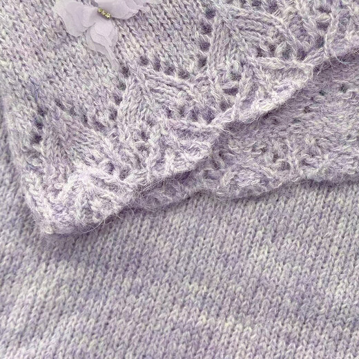 Ives (ITISF4) lace sweet sweater 26 spring new loose soft waxy lazy butterfly sweater purple one size