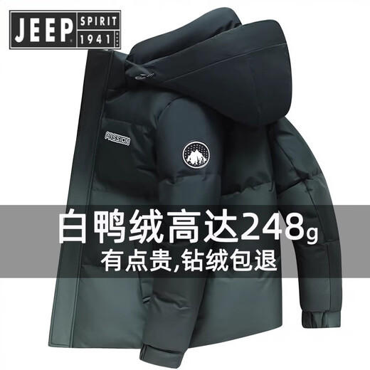 JEEP SPIRIT吉普明星同款白鸭绒羽绒服渐变短款加厚可拆卸帽鸭绒时尚外套 渐变蓝色 新国标90绒子 M 100-120斤