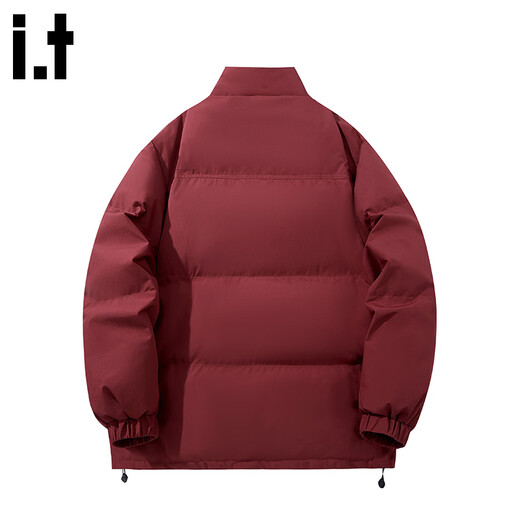 :CHOCOOLATE it潮牌酒红色休闲百搭外套男款冬季新款防寒保暖立领羽绒服 酒红色 S 【建议80-115斤】