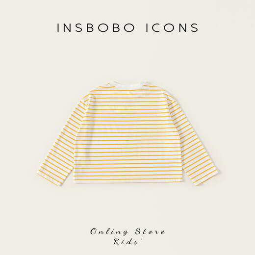 INSBOBO children's clothing girls long-sleeved T-shirt 2026 spring new style children's striped tops girls clothes medium and large children yellow stripes 110