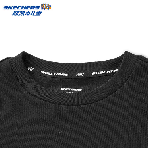Skechers Doraemon limited design T-shirt children's spring new long-sleeved tops for boys and girls L126K044 carbon black /0018 140