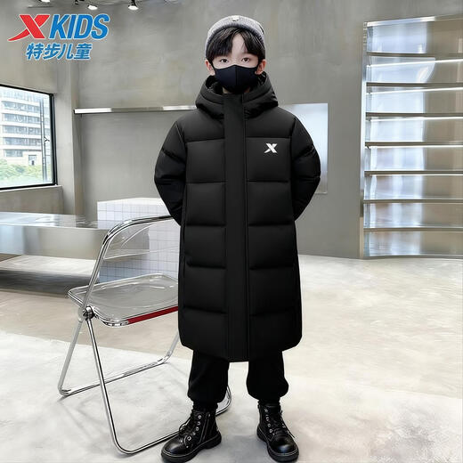 Xtep children's mid-length down jacket boys' thickened and warm winter new winter jacket for teenagers and older children Duku green upgraded thickened constant temperature and warm 170
