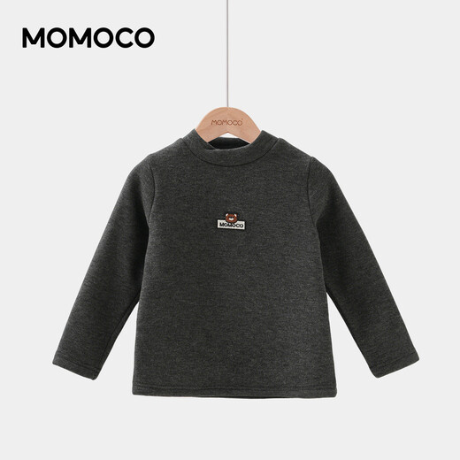 Mami Maka (MOMOCO) children's clothing boys' bottoming shirt 2025 winter Korean style casual bottoming shirt for middle and large children, dark gray 105