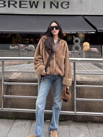 Xiaohongshu's popular large sleeves mink velvet fur coat for women 2025 new winter high-end unique designer gray M90118Jin Jin is equal to 0.5kg one size fits all