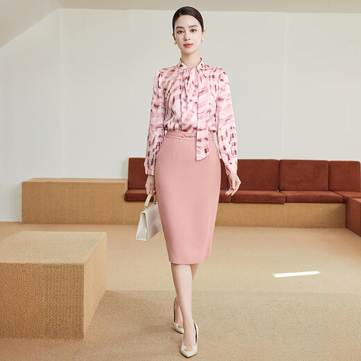 Yingzhishang shirt, high-end, light luxury, age-reducing and western style 2026 new style printed shirt, temperament inner top ZE01152B1 Pink M
