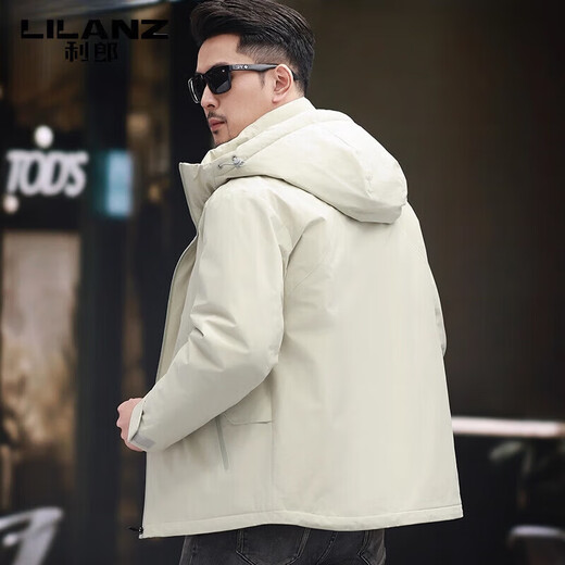 利郎（LILANZ）冬季连帽短款羽绒服男2025新款休闲防寒男装户外保暖男外套 桔色 4XL 195