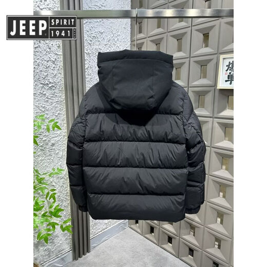 JEEP SPIRIT2025 new winter black warrior down jacket hooded thickened warm trendy bread coat loose men's and women's jacket black high quality M recommended 85-100Jin Jin equals 0.5 kg