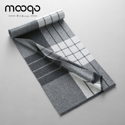 MOOQO scarf men's winter Korean style versatile striped warm scarf birthday gift gift box trendy gray rice line