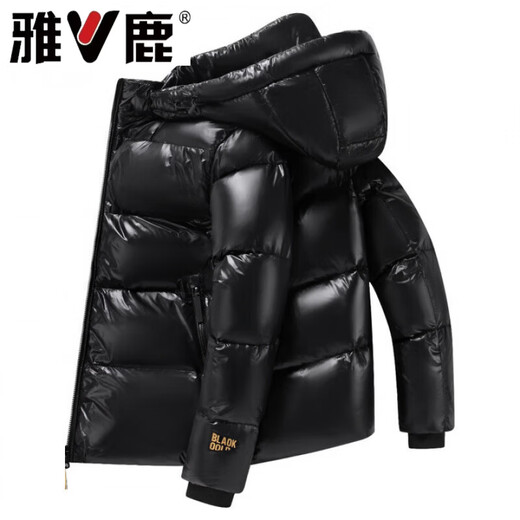Yalu 2026 black gold down jacket men's winter ultra-thick hooded extreme cold clothing minus 40 short northeast warm jacket black short men's S (80-110Jin Jin equals 0.5 kg)