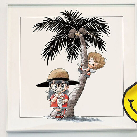 Fantasy Ala Lei trendy prints modern minimalist bedroom bedside decoration paintings cartoon animation cute children's room hanging paintings classic black frame 40x40 03 PS environmentally friendly frame