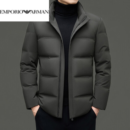 EMPORIO ARMANI Armani 2026, новый зимний стиль, мужская мода среднего возраста, повседневный свободный пуховик с воротником-стойкой, теплая куртка 108HBHY25956, черный M 170