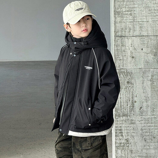 Disney 6-15 years old children's down jacket boys winter cotton coat 2026 new cotton coat thickened autumn and winter style winter cotton jacket medium cotton coat black 170 cm