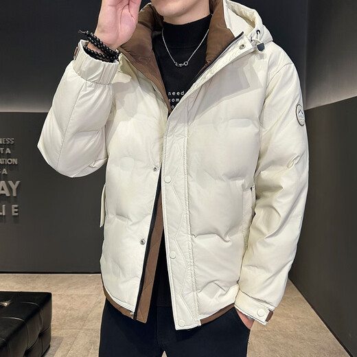 Snow Flying (SNOWFLYING) high-end brand new down jacket men's fashion hooded duck down warm thickened casual sports top jacket for men off-white