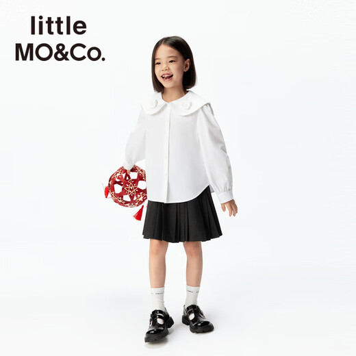 Little MO&Co. Jiajia's same little moco children's clothing 26 spring new style girls floral cotton doll collar long-sleeved shirt original white 110 110/56