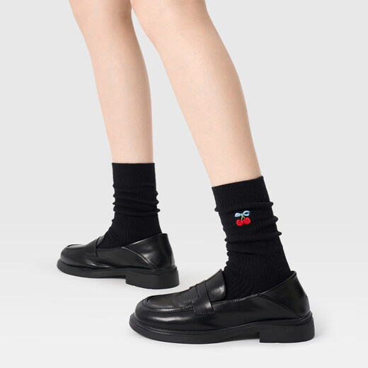 Pami (pami) embroidered socks women's spring and summer mid-tube socks 2025 new cute outer wear trendy Internet celebrity style spring and summer pile socks embroidered pile socks set A - pack 5 pairs, one size fits all (suitable for sizes 36-39)