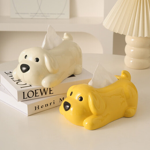Fantasy Ceramic Tissue Box Cute Living Room Tissue Box Home Coffee Table Paper Tissue Box Napkin Box Milk Silver Puppy Tissue Box