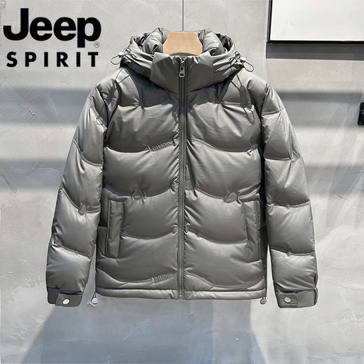 JEEP吉普国际品牌冬季鸭绒羽绒服2025新款保暖加厚连帽可拆卸短款外套 黑色 L 115斤以下