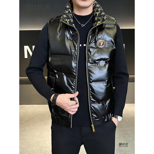 雪中飞（SNOWFLYING）2025年新款秋冬季男士羽绒马甲潮流时尚休闲亮面男装加厚保暖外套 白色 XL 【男款2025年新款】 推荐【140-160斤】