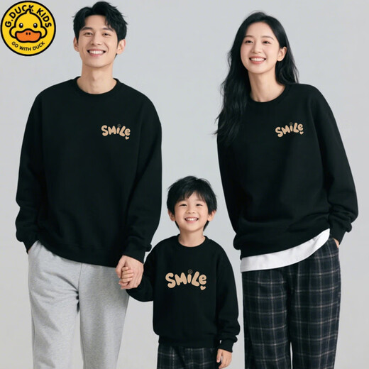 G.duck New Year parent-child wear sweatshirt 2026 autumn and winter dopamine color family of three long-sleeved letter children's wear activity top trendy hot sale velvet red - large picture 195 4XL