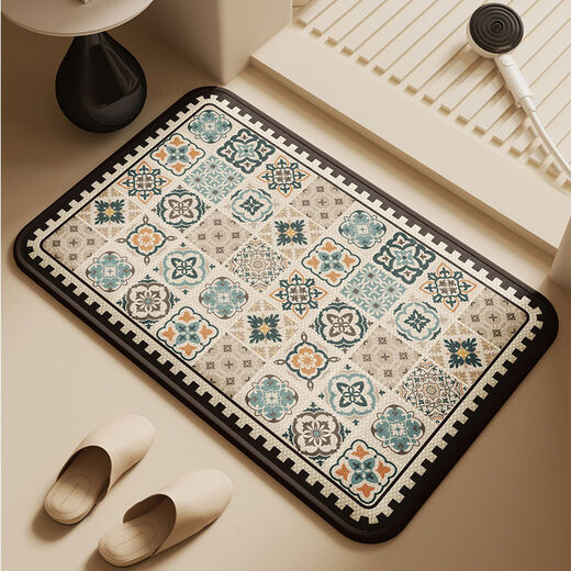 Fantasy absorbent floor mat, toilet door carpet, bathroom shower mat, Marseille illustrated book printed memory foam 45x70cm, water absorbent and non-slip