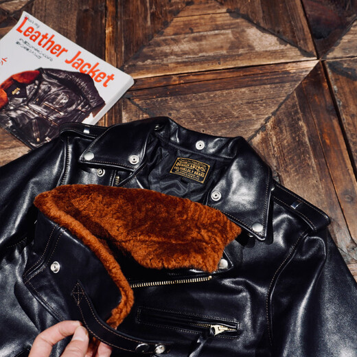 CHEVALPES international first-line brand graduation version replica of the original BUCO version fully vegetable-tanned dyed horsehide leather jacket J24 bias-laden black vegetable-tanned horsehide <fur collar belt detachable> S