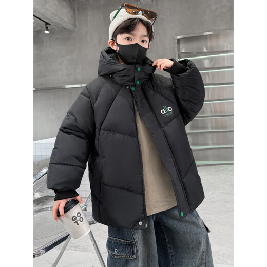 HAL.DUCK 6-15 years old children's down jacket boys winter cotton coat 2026 new medium and large winter thickened autumn and winter cotton coat cotton cotton coat black 130 cm