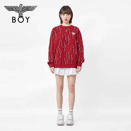 BOY LONDON New Year Pomegranate Red Contrast Letters Pullover 2026 Spring New Sweater N60000 Red L