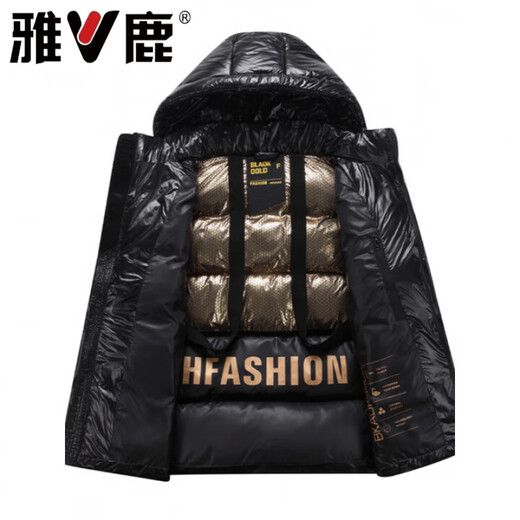Yalu 2026 black gold down jacket men's winter ultra-thick hooded extreme cold clothing minus 40 short northeast warm jacket black short men's S (80-110Jin Jin equals 0.5 kg)