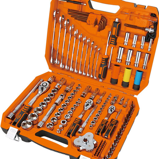 HUAFENG BIG ARROW car repair tool set, auto repair socket wrench, ratchet, dual-purpose mid-fly tool box, car repair, Xiaofei series, 46-piece set