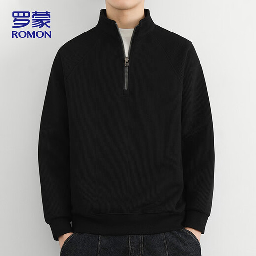 Sudadera ROMON de media cremallera para hombre, novedad de primavera 2026, suéter con cuello levantado de estilo coreano, top moderno para hombre, verde oliva XL