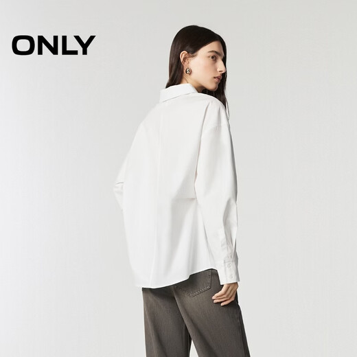 ONLY2026 spring new style waist three-dimensional pleated lapel loose off-shoulder shirt for women|126105005 A43 cream white S