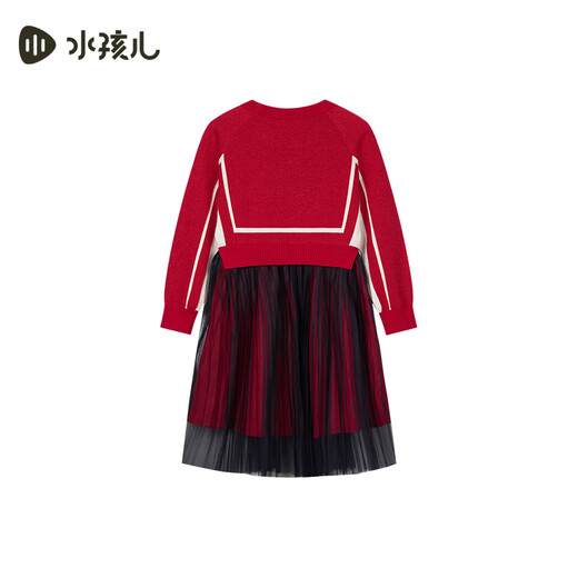 Shuihaier mall same style Shuihaier girls dress 2025 spring new big children knitted skirt red mesh skirt