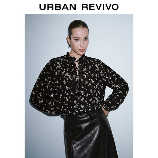 UR2026 spring new women's casual daisy floral V-neck lace-up blouse shirt UWH260001+