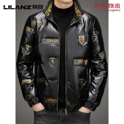 LILANZ Мужской глянцевый несмываемый пуховик Короткий зимний стиль Утепленный модный красивый повседневный утиный черный цвет L _Рекомендуется 100-120 Джин Джин равен 0,5 кг для ношения