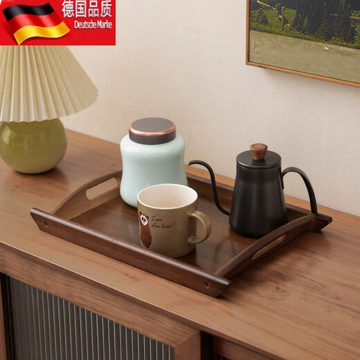 Tuojin New Chinese Style Walnut Tea Tray Home Rectangular Storage Fruit Tray Retro Color Handleless Tray-41*29CM