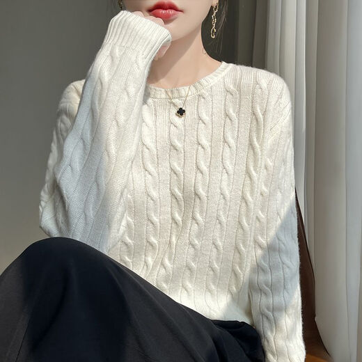 Playboy (PLAYBOY) Retro Twist Long Sleeve Bottoming Sweater Women's Soft Waxy Cable Round Neck Sweater Autumn and Winter Thickened Warm Temperament Top Official Flagship Warm Yellow JXYR0..S Recommended 90-100Jin Jin is equal to 0.5kg