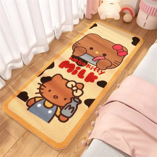 Fantasy Black Leather KT Cat Imitation Cashmere Bedside Blanket Coffee Table Blanket Bay Window Mat Girl's Cloakroom Thick Household Foot Mat Joy Maillard Crack Katie 80cmx200cm Imitation Cashmere