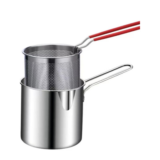 ZWILLING German quality 304 stainless steel frying pan household small frying pan with filter induction cooker gas pass (small size) stainless steel 304 frying pan + frying basket 1 inch 1200ml