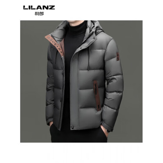 利郎（LILANZ）火山岩蓄热鸭绒羽绒服短款男士冬加厚保暖面包服休闲连帽外套 黑色 14XL (190)