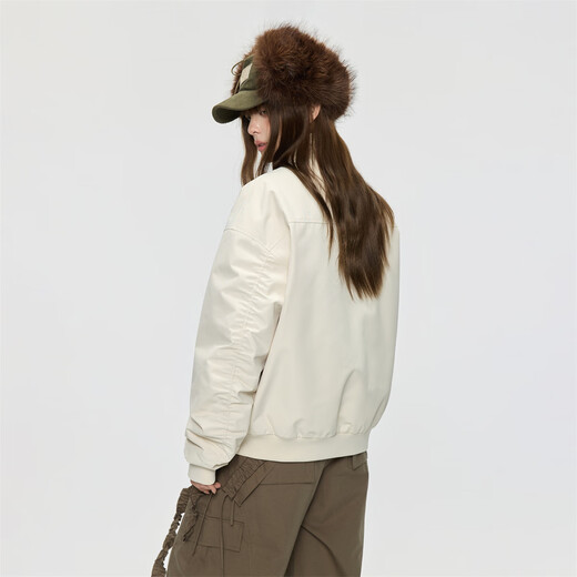 GOLFCROSS90 White Duck Down Stand Collar Motorcycle Style Cool Casual Work Jacket Down Jacket Couple Jacket Apricot 3XL