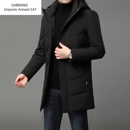 Emporio Armani EA7 Armani мужской пуховик средней длины, зима 2026, новая теплая мужская повседневная куртка на утином пуху, черный 2XL 185