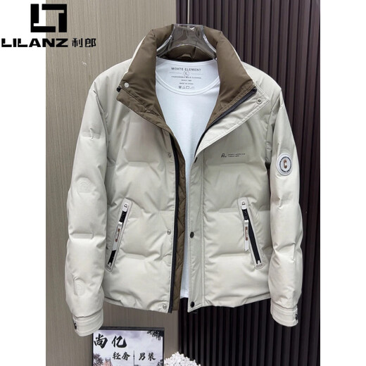 LILANZ мужской пуховик с воротником-стойкой, зима 2025, новинка, утолщенный, легкий, роскошный, элитный, повседневная куртка на белом утином пуху, свитер на пуху, 3313, бежевый, L