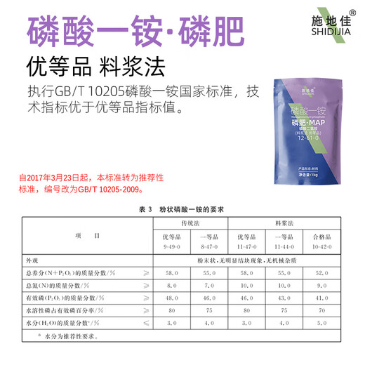 Shidijia Nitrogen Phosphorus Fertilizer Compound Fertilizer Ammonium Dihydrogen Phosphate Monoammonium Phosphate Fruit Tree and Vegetable Foliar Fertilizer Large Element Water-soluble Fertilizer Phosphate Fertilizer 1kg*20 Bags 2 Boxes